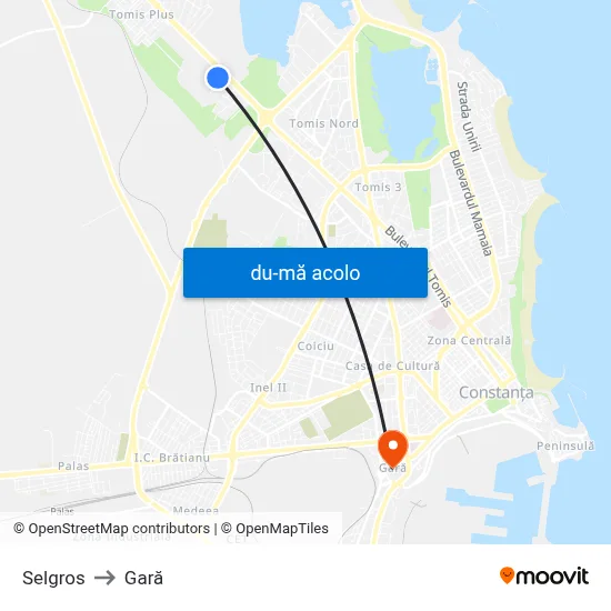 Harta de Selgros către Gară