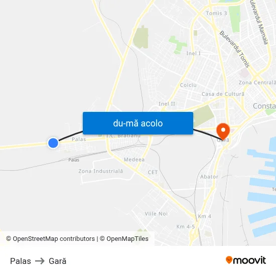 Harta de Palas către Gară