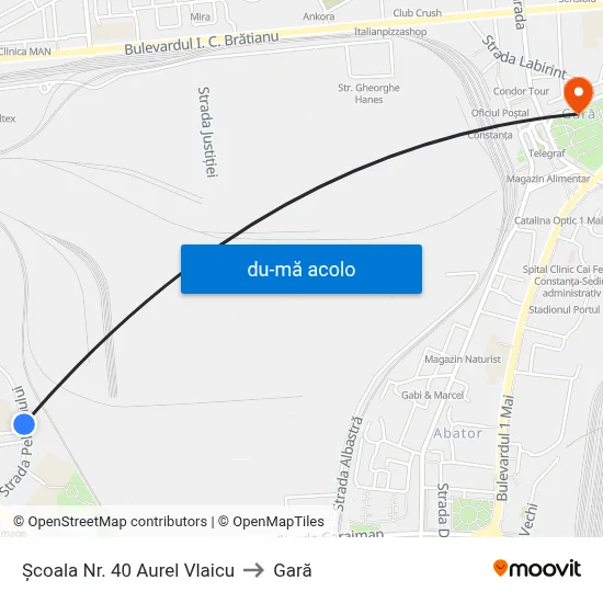 Harta de Școala Nr. 40 Aurel Vlaicu către Gară