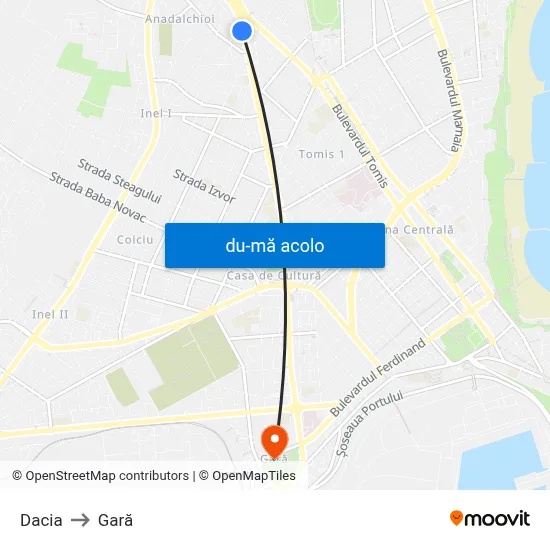 Harta de Dacia către Gară