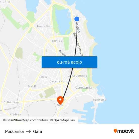 Harta de Pescarilor către Gară