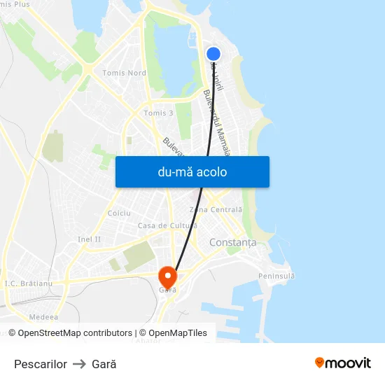 Harta de Pescarilor către Gară