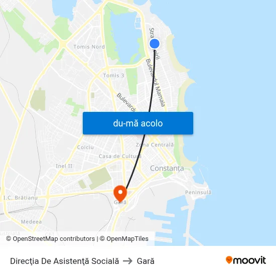 Harta de Direcţia De Asistenţă Socială către Gară