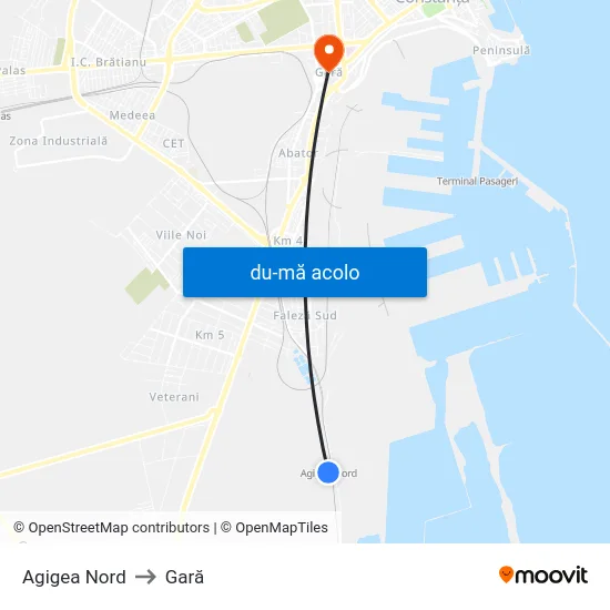 Harta de Agigea Nord către Gară