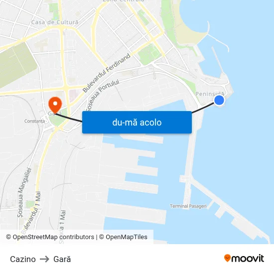 Harta de Cazino către Gară