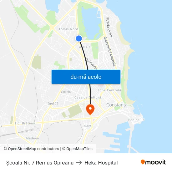 Harta de Școala Nr. 7 Remus Opreanu către Heka Hospital