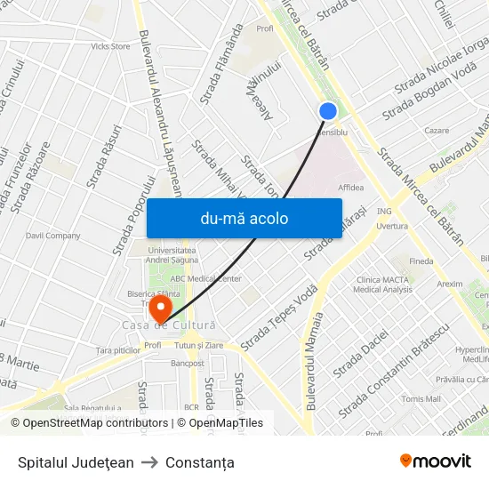 Harta de Spitalul Judeţean către Constanța