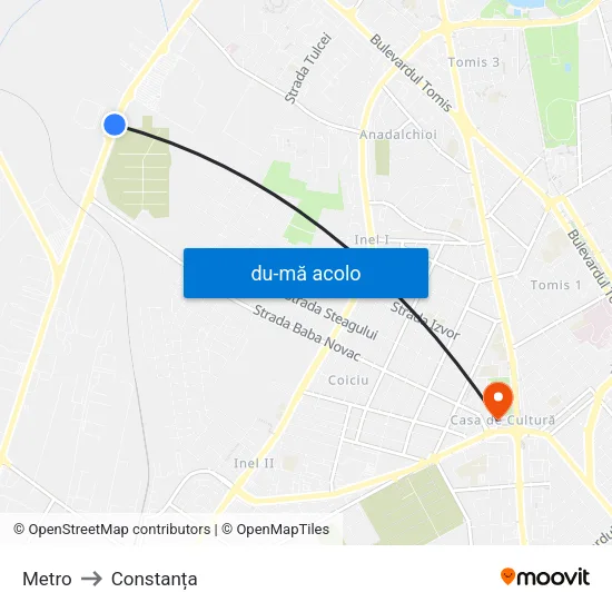 Harta de Metro către Constanța
