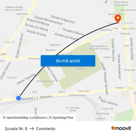 Harta de Școala Nr. 8 către Constanța