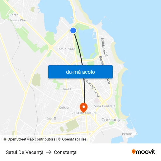 Harta de Satul De Vacanță către Constanța