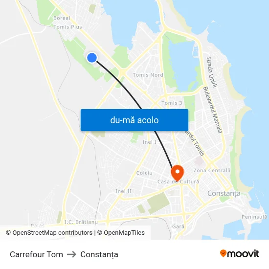 Harta de Carrefour Tom către Constanța