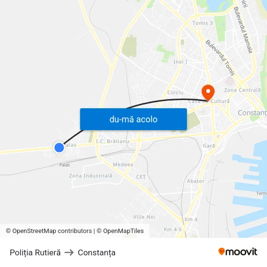 Harta de Poliția Rutieră către Constanța