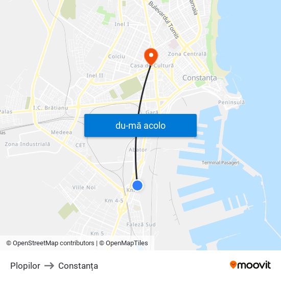 Harta de Plopilor către Constanța