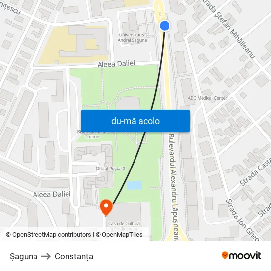 Harta de Colegiul De Artă către Constanța