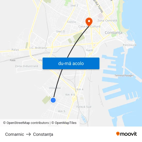 Harta de Comarnic către Constanța