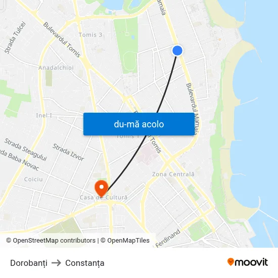 Harta de Dorobanți către Constanța