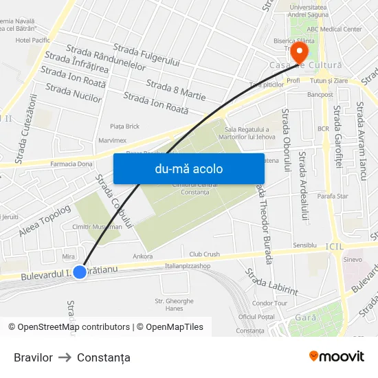 Harta de Bravilor către Constanța