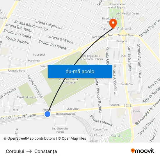 Harta de Corbului către Constanța