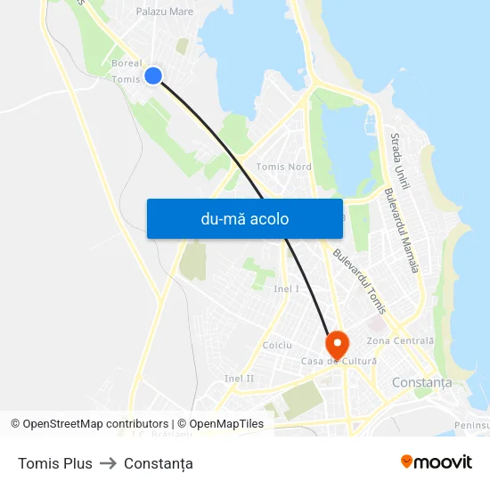 Harta de Tomis Plus către Constanța