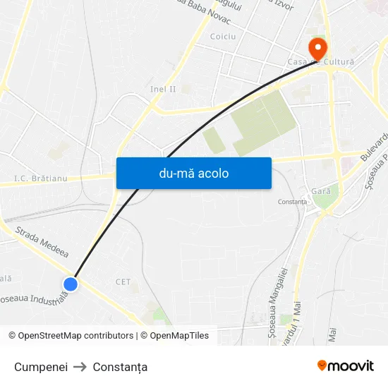 Harta de Cumpenei către Constanța