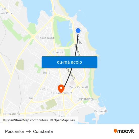 Harta de Pescarilor către Constanța