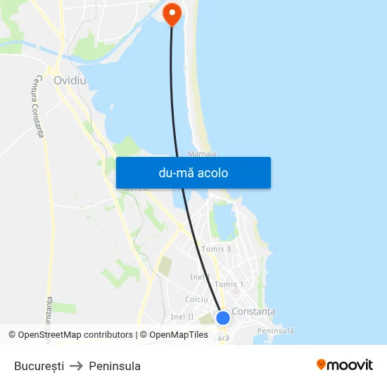 Harta de București către Peninsula