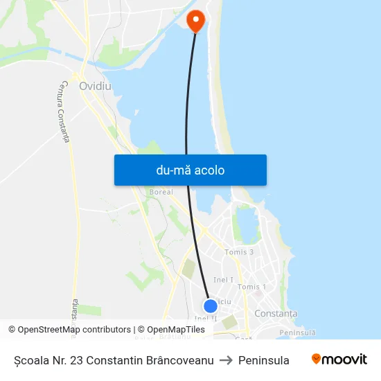 Harta de Școala Nr. 23 Constantin Brâncoveanu către Peninsula