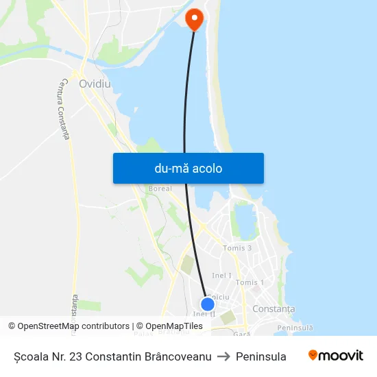 Harta de Școala Nr. 23 Constantin Brâncoveanu către Peninsula