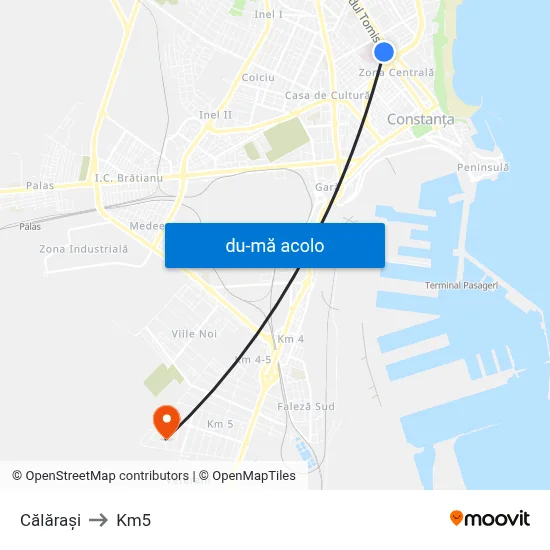 Harta de Călărași către Km5