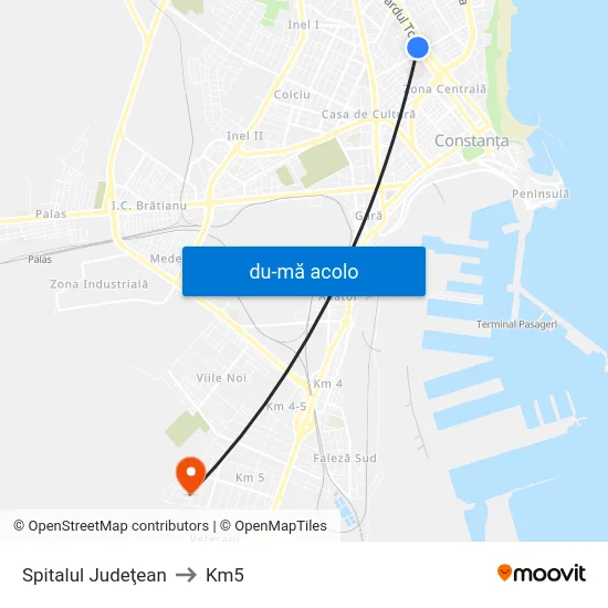 Harta de Spitalul Judeţean către Km5