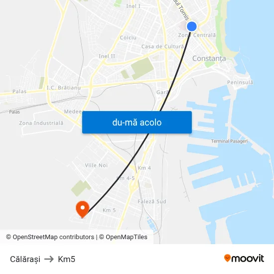 Harta de Călărași către Km5