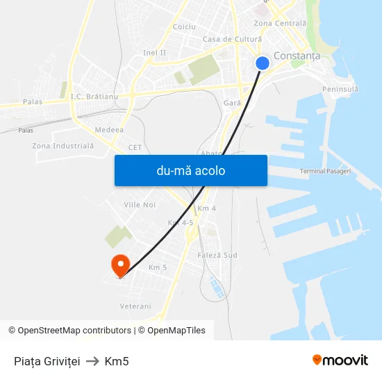 Harta de Piața Griviței către Km5