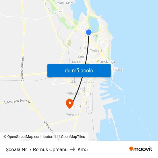 Harta de Școala Nr. 7 Remus Opreanu către Km5