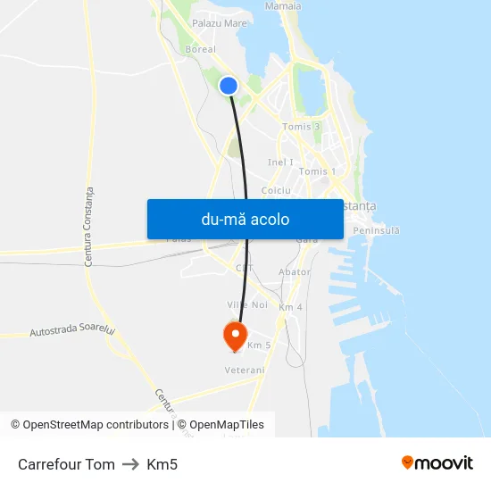 Harta de Carrefour Tom către Km5