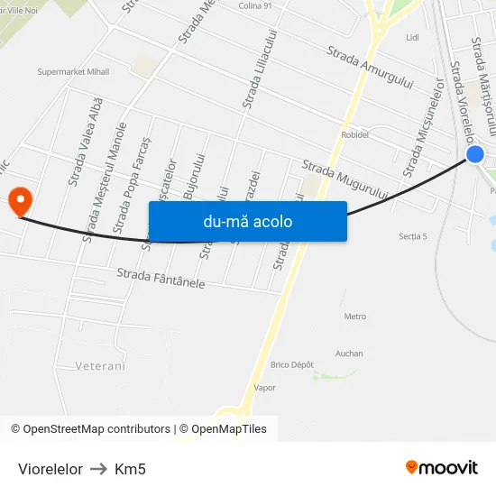 Harta de Viorelelor către Km5