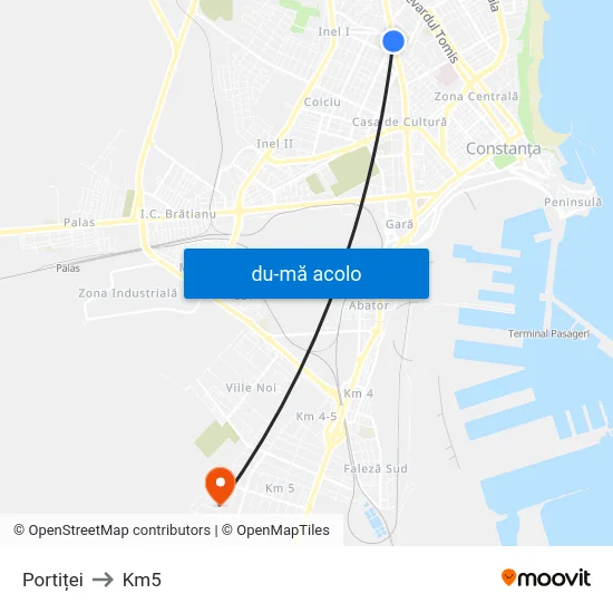 Harta de Portiței către Km5