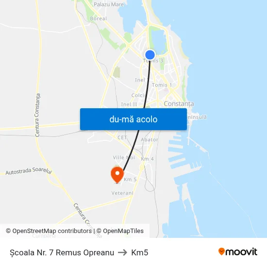 Harta de Școala Nr. 7 Remus Opreanu către Km5