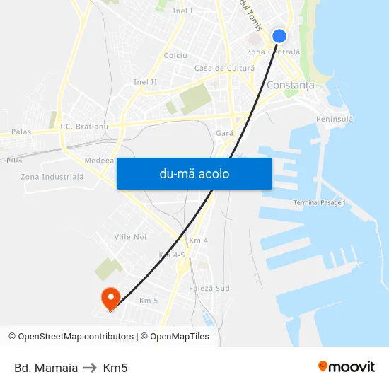 Harta de Bd. Mamaia către Km5