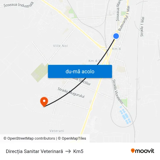 Harta de Direcția Sanitar Veterinară către Km5