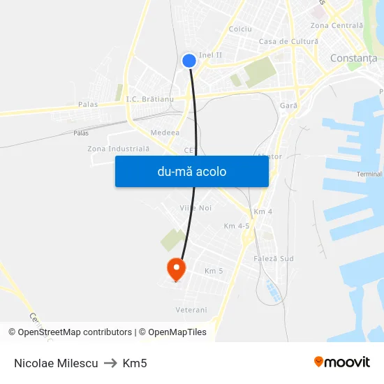 Harta de Nicolae Milescu către Km5