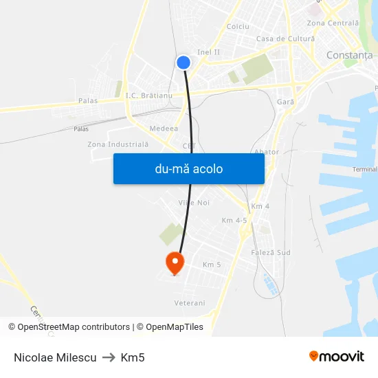 Harta de Nicolae Milescu către Km5