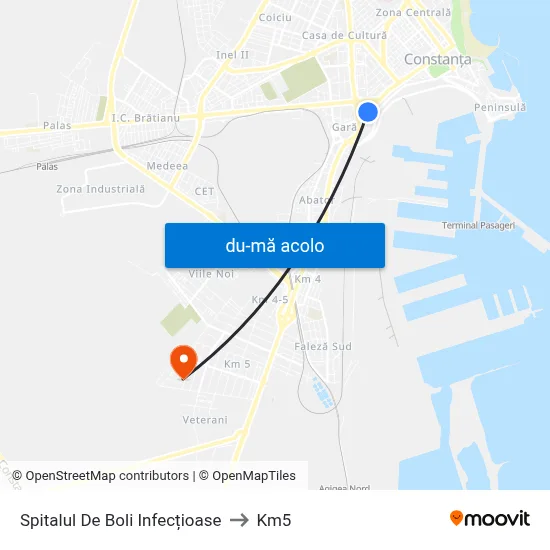 Harta de Spitalul De Boli Infecțioase către Km5