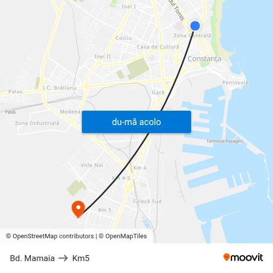 Harta de Bd. Mamaia către Km5