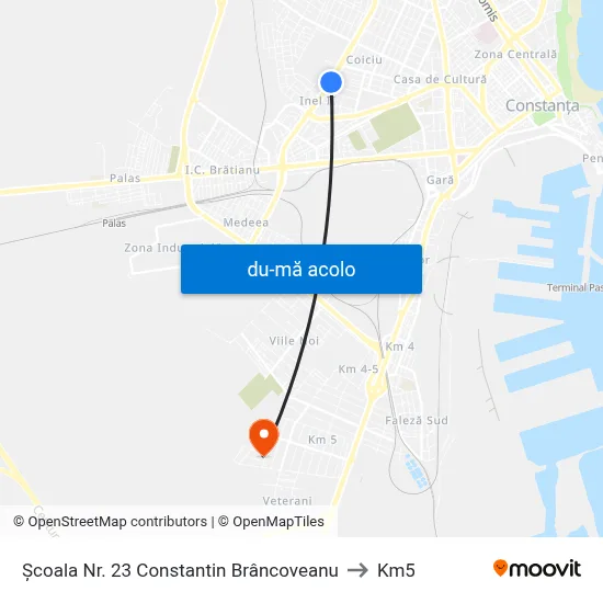 Harta de Școala Nr. 23 Constantin Brâncoveanu către Km5