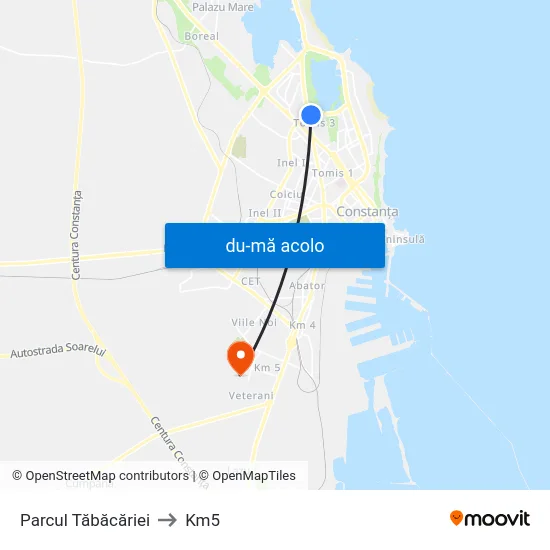 Harta de Parcul Tăbăcăriei către Km5