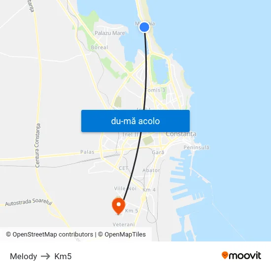 Harta de Melody către Km5