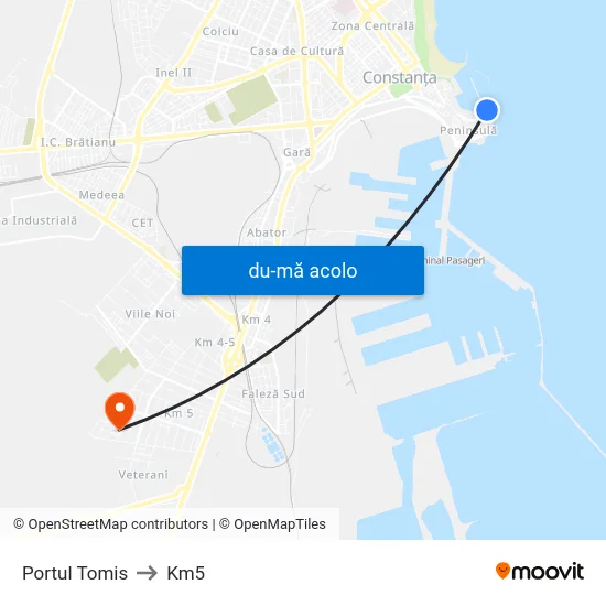 Harta de Portul Tomis către Km5