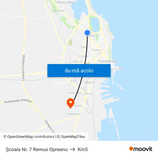 Harta de Școala Nr. 7 Remus Opreanu către Km5