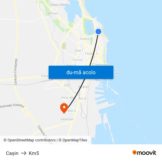 Harta de Cașin către Km5