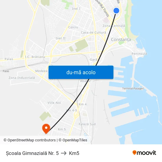 Harta de Școala Gimnazială Nr. 5 către Km5